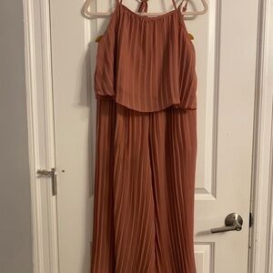 Floral Pleated French Romantic Vacation 2pcs/Set Pants Set Redwood Size Small